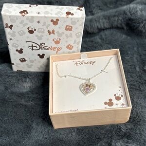 Disney Silver Heart Necklace with Pink and Gold Accents